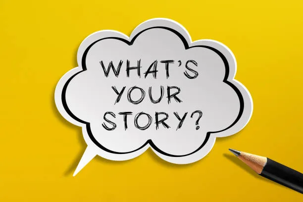 What Is Your Story speech bubble isolated on the yellow background